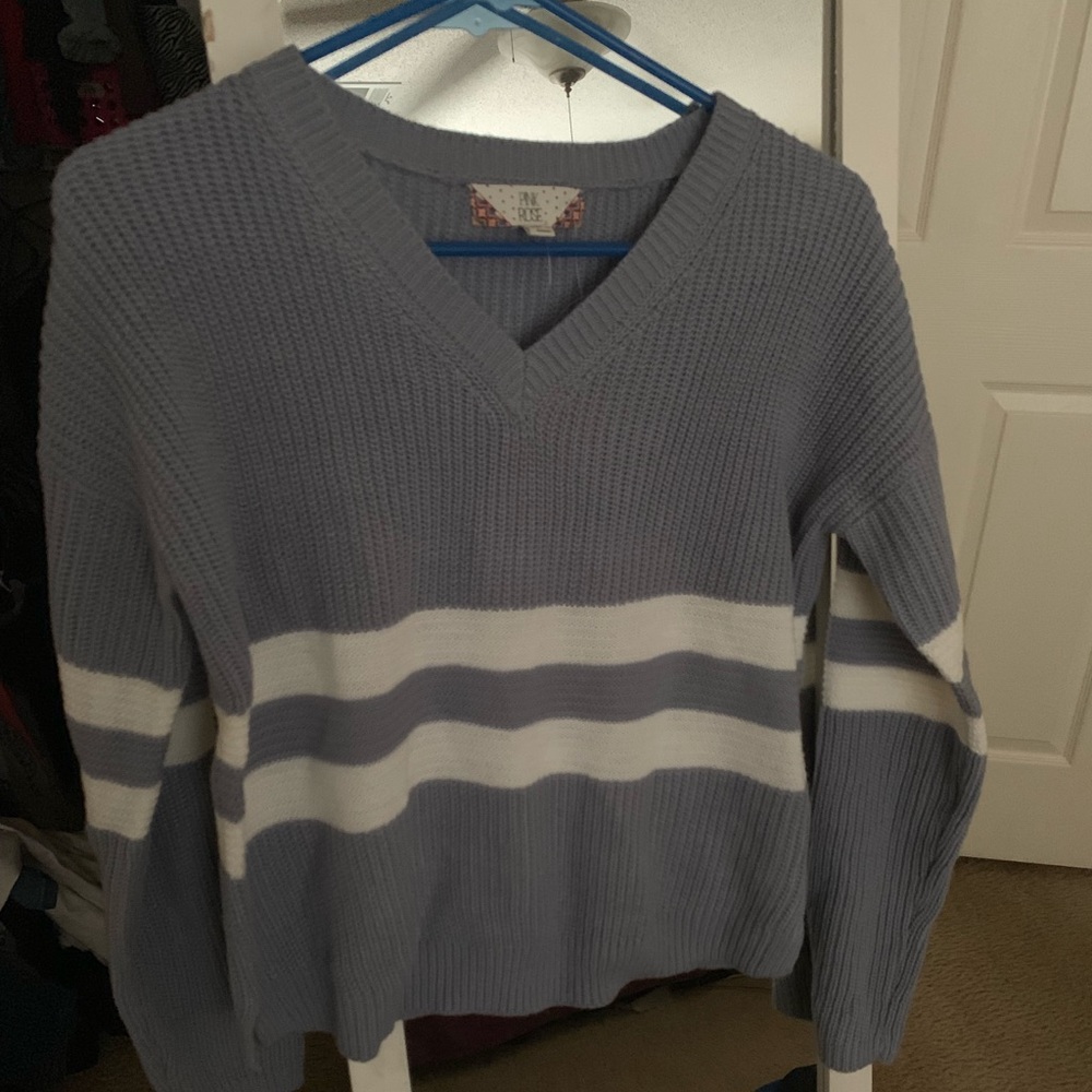 Baby blue and white sweater